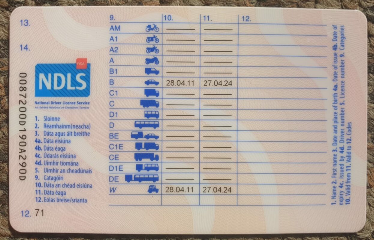 Irish driving license for sale